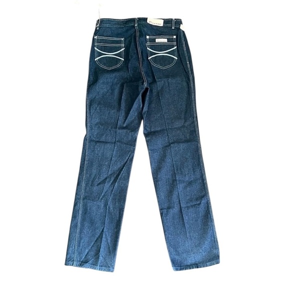 VINTAGE Pizzazz 1970s Denim Straight Leg High Rise Jeans Dark Wash Deadstock - Picture 1 of 13